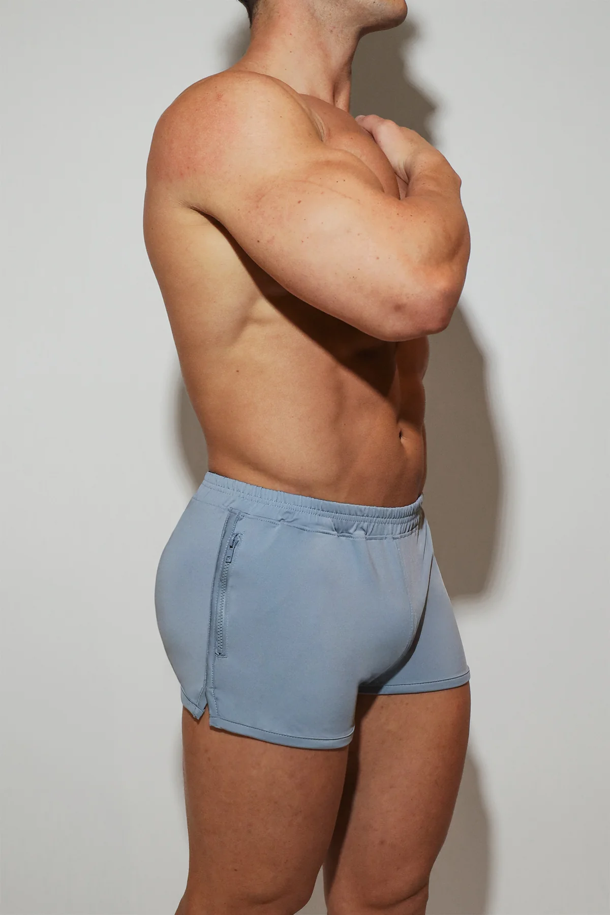 2" Side Split Booty Shorts - Glacier Grey - Image 4