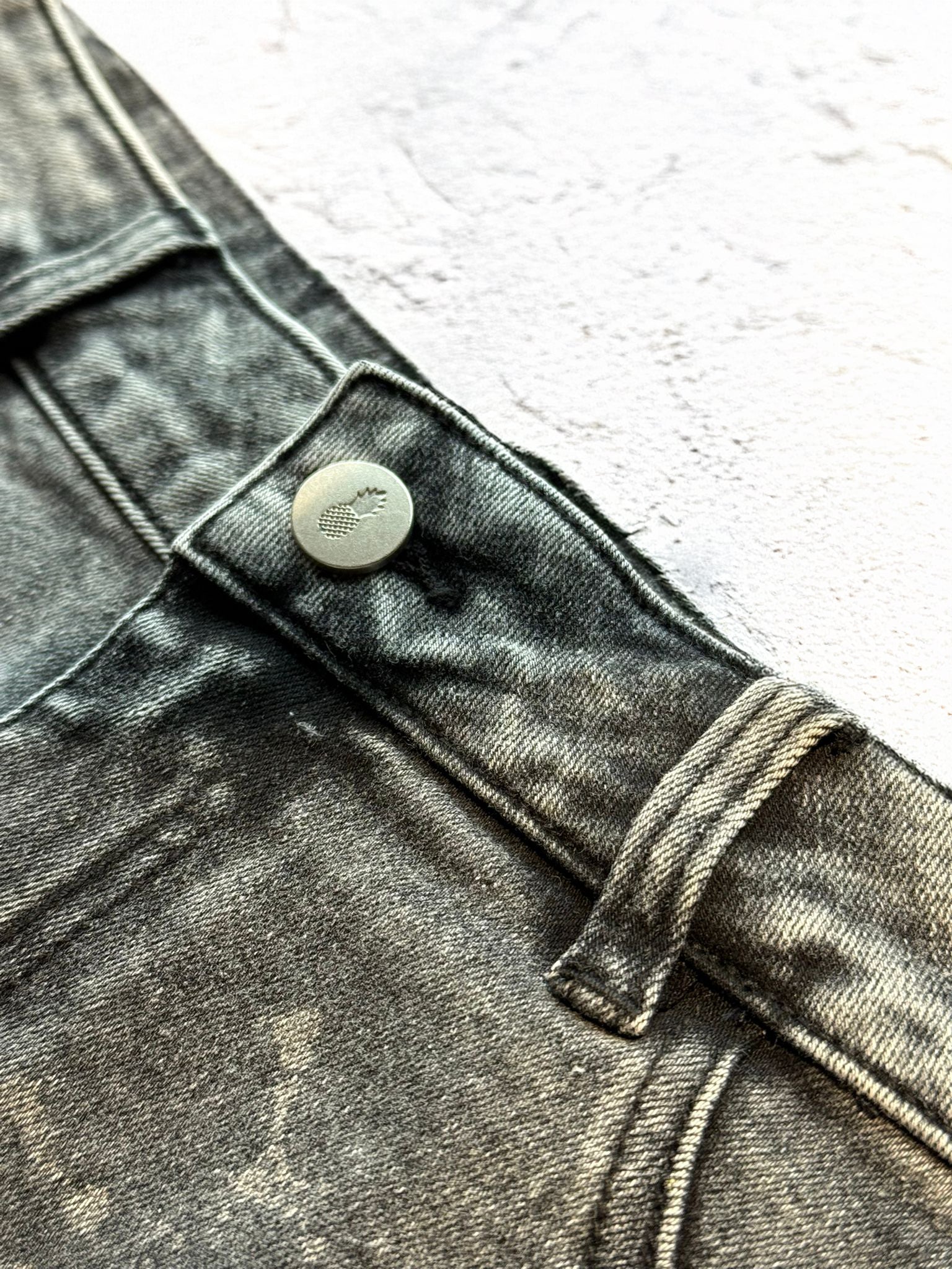 Acid Washed Distressed Booty Shorts  - Black - Image 4