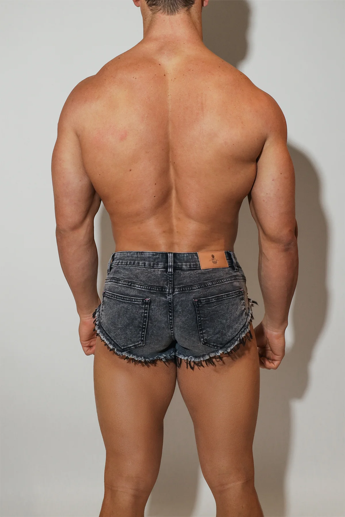 Acid Washed Distressed Booty Shorts  - Black - Image 7