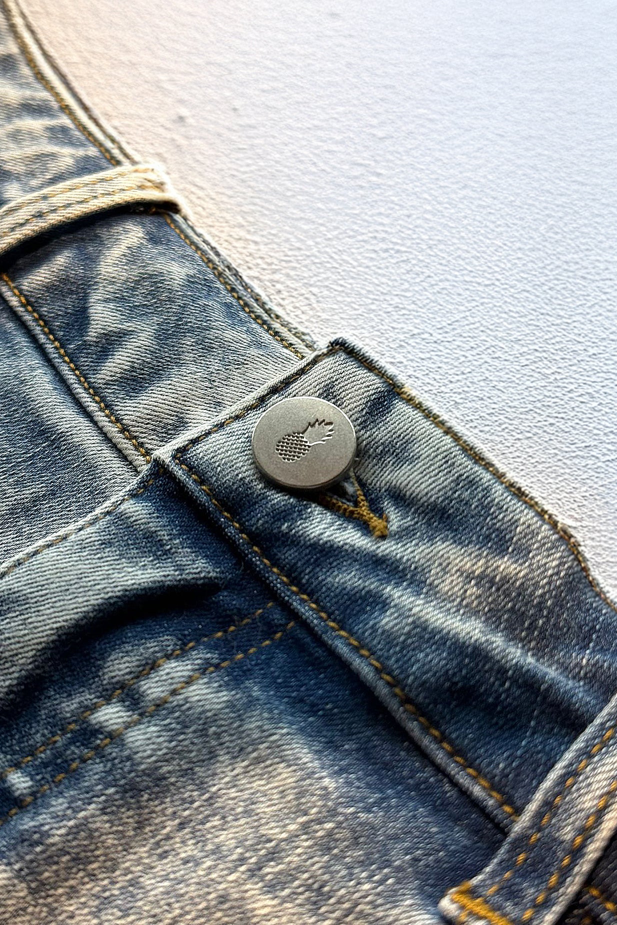 Acid Washed Distressed Booty Shorts  - Light Blue - Image 3