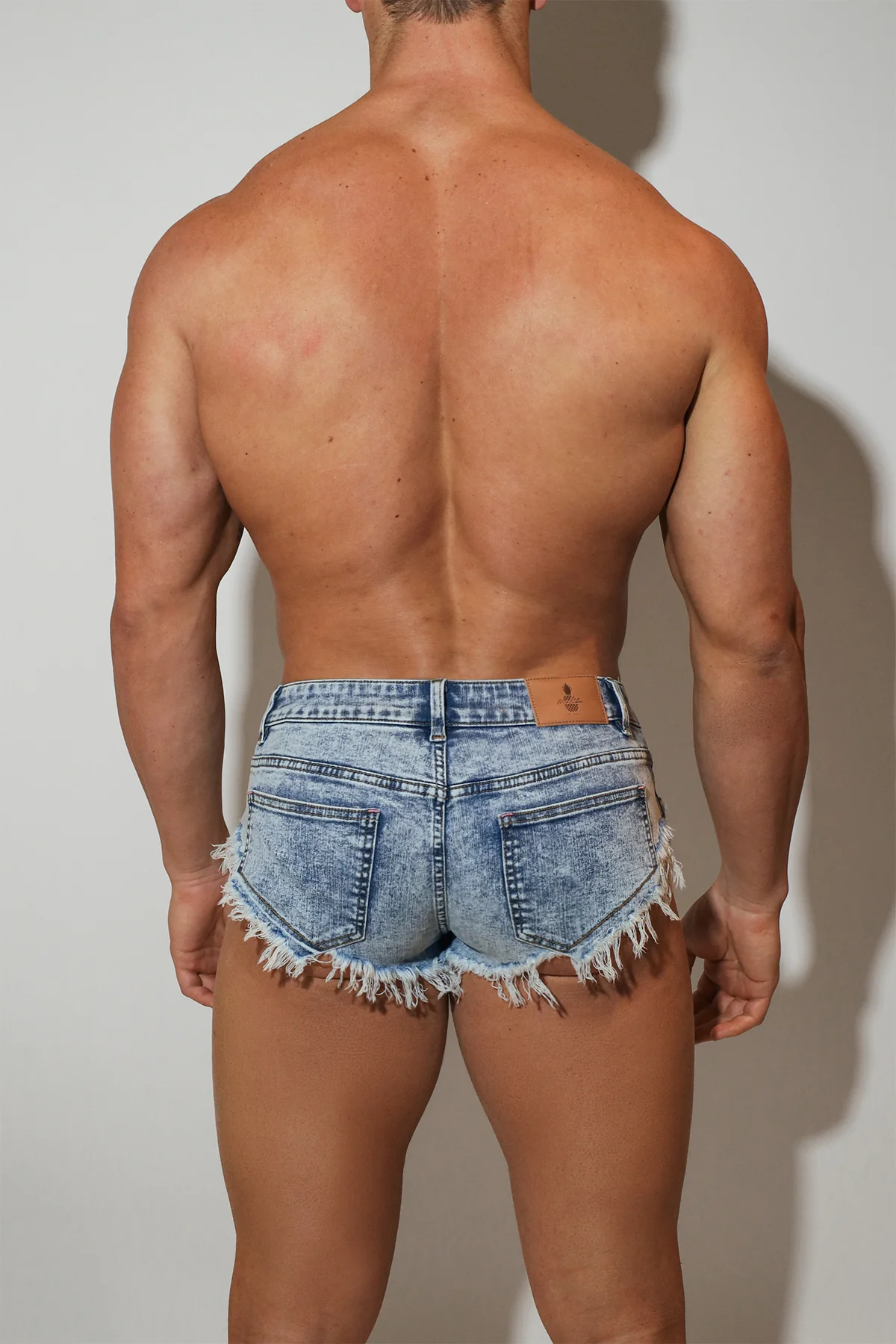 Acid Washed Distressed Booty Shorts  - Light Blue - Image 7
