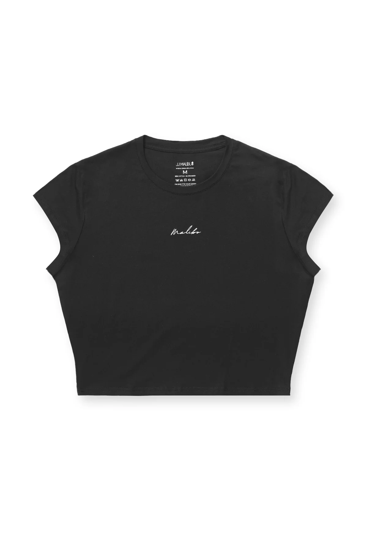 Muscle-Fit Crop Half-Sleeve Tee - Black - Image 6