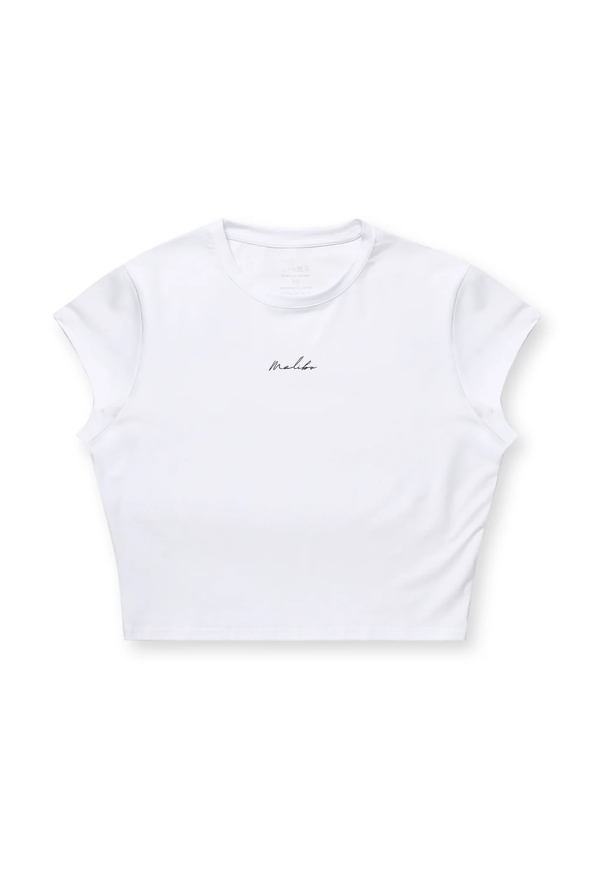 Muscle-Fit Crop Half-Sleeve Tee - White - Image 5