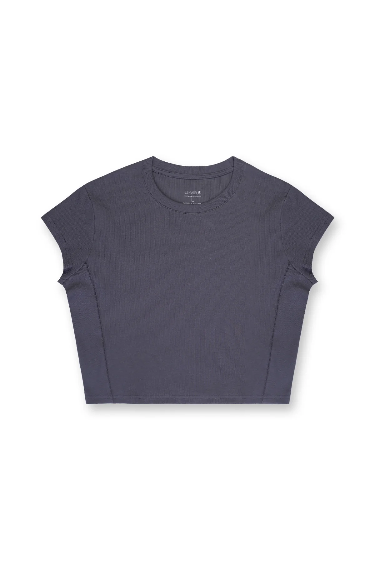 Cap Sleeve Rib Knit Crop Top - Storm Grey - Image 3