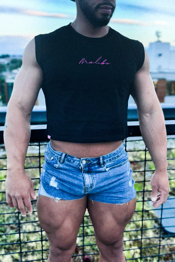 Escapism Muscle-Fit Crop Tank - JJ Hot Pink - Image 2