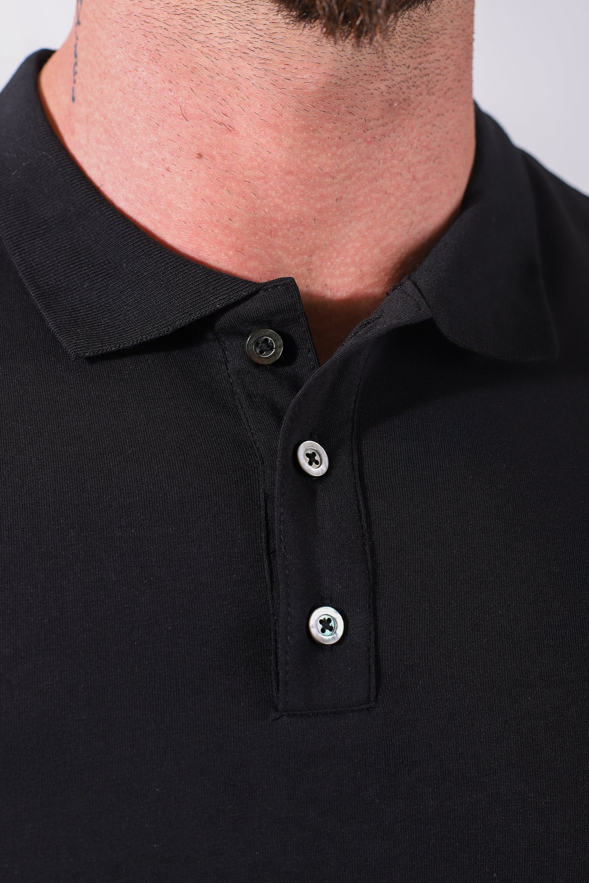 Fitted Polo Crop Top - Black - Image 4