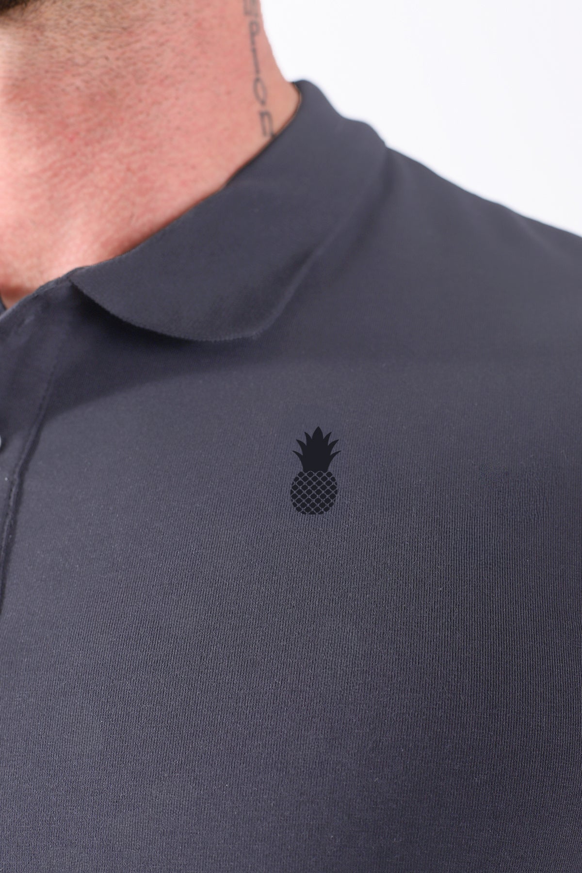 Fitted Polo Crop Top - Dark Grey - Image 3