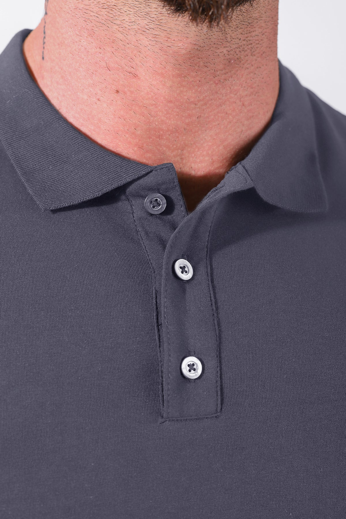 Fitted Polo Crop Top - Dark Grey - Image 5