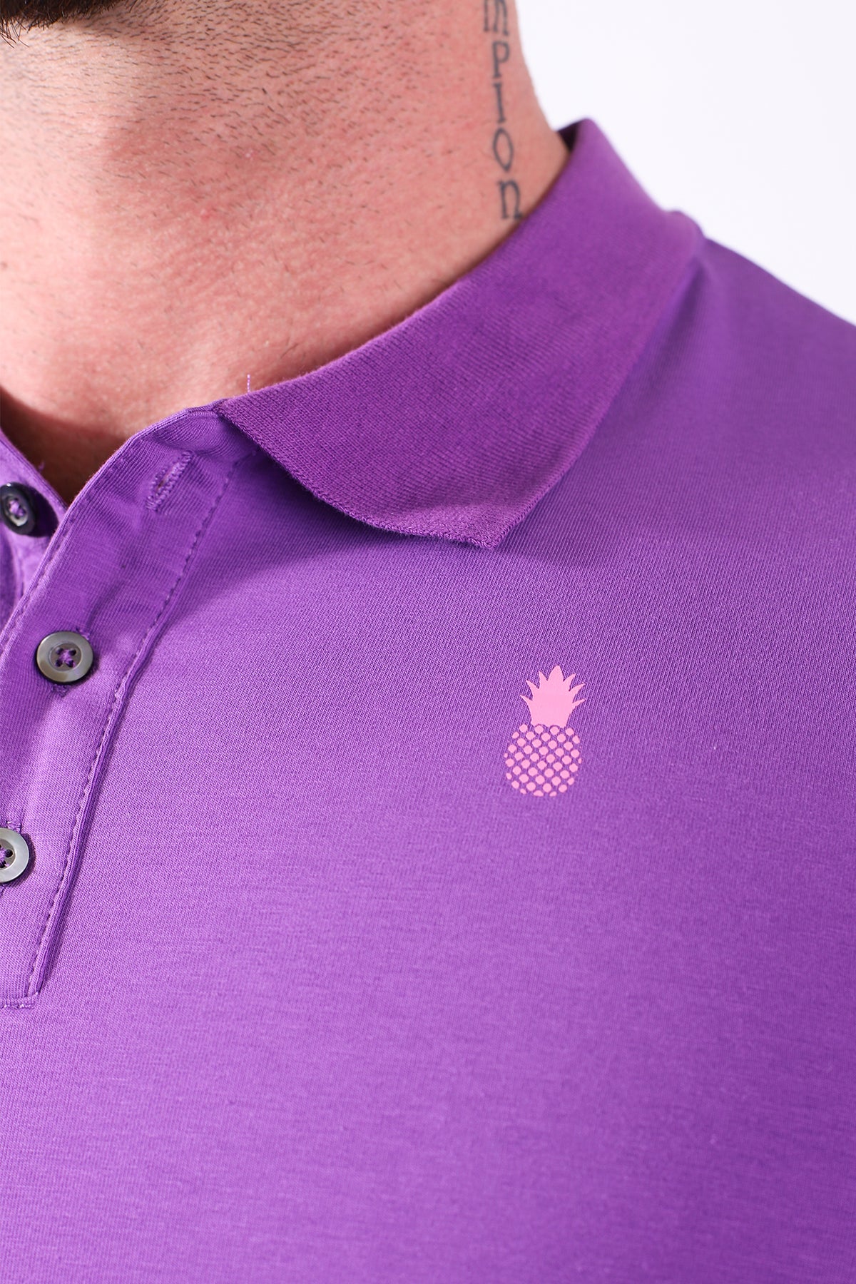 Fitted Polo Crop Top - Purple - Image 3