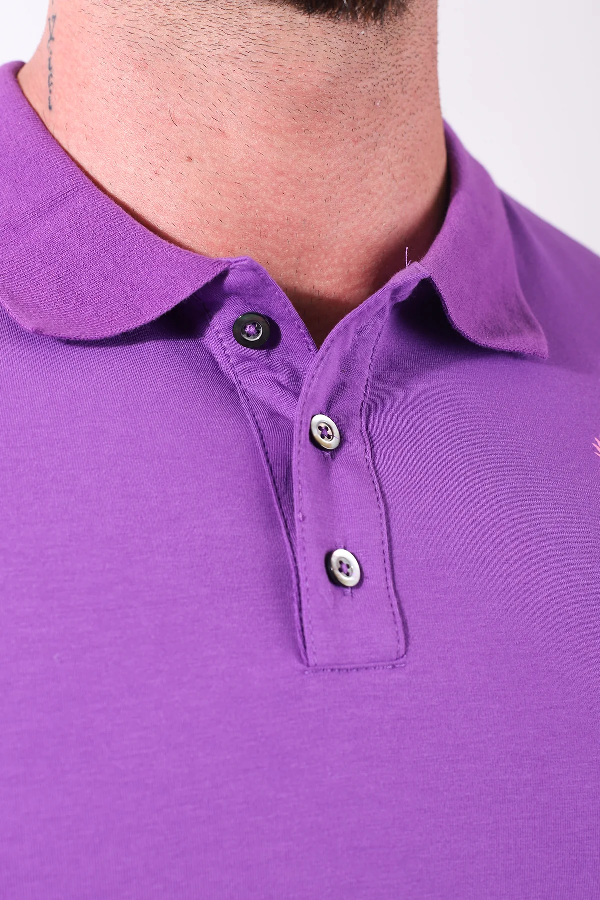 Fitted Polo Crop Top - Purple - Image 5