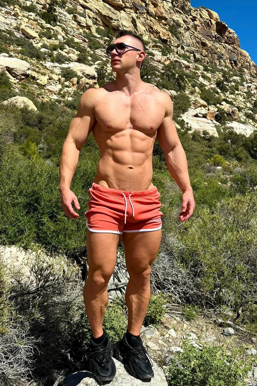 For-the-Night 4" Gym Short Shorts with Drawstring - Tangerine - Image 9