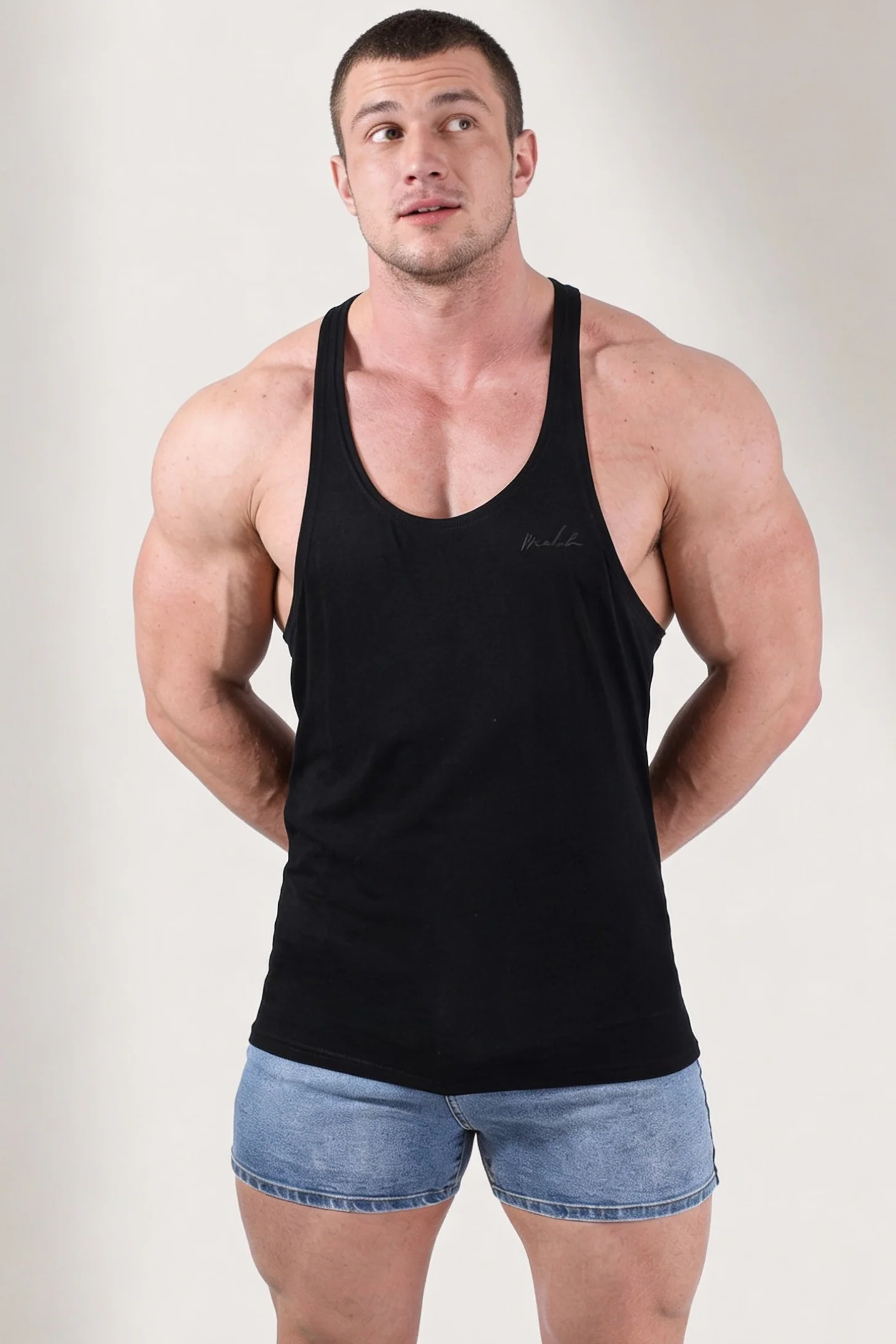 Gym Bae Classic Workout Stringer - Black - Image 7