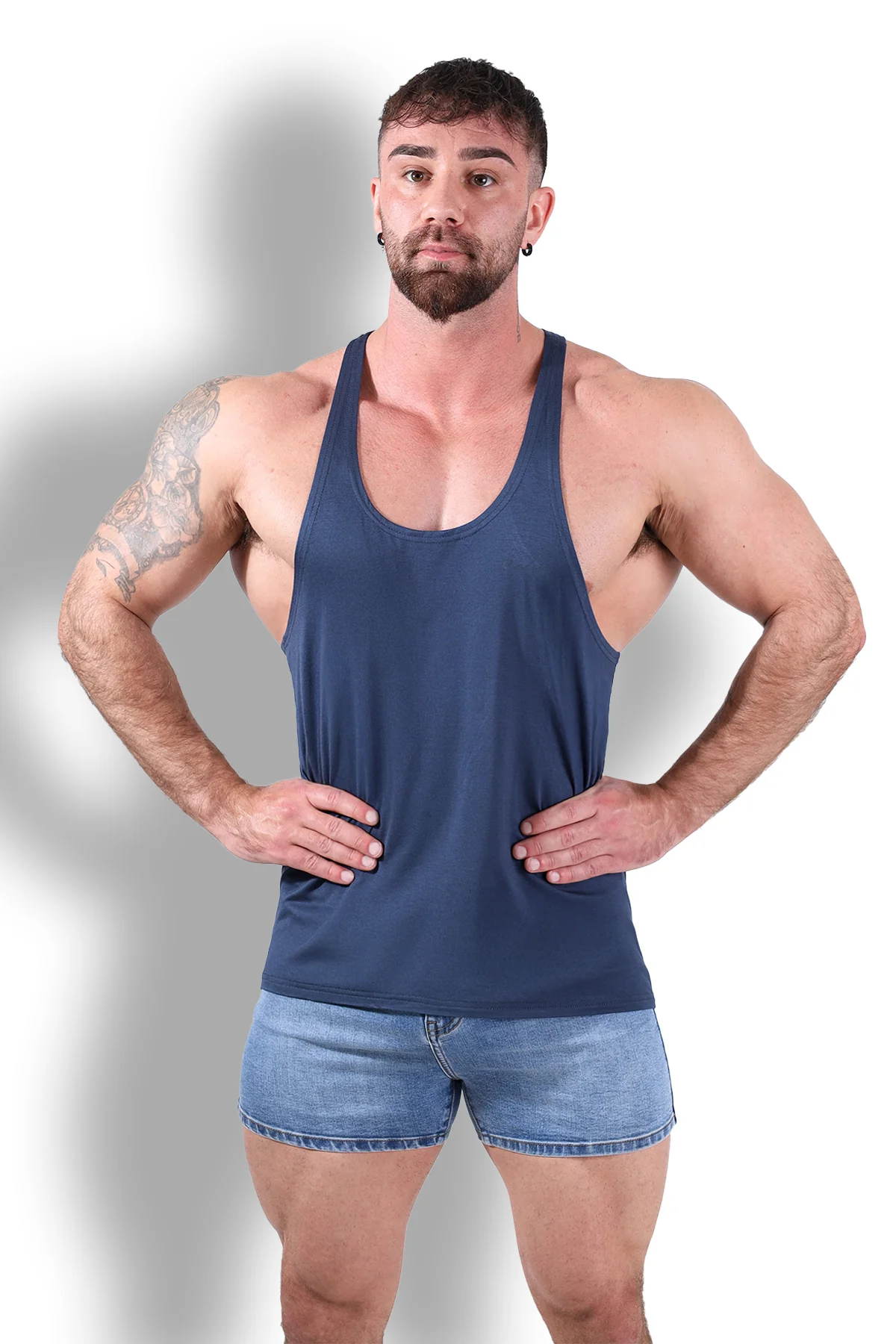 Gym Bae Classic Workout Stringer - Navy - Image 7