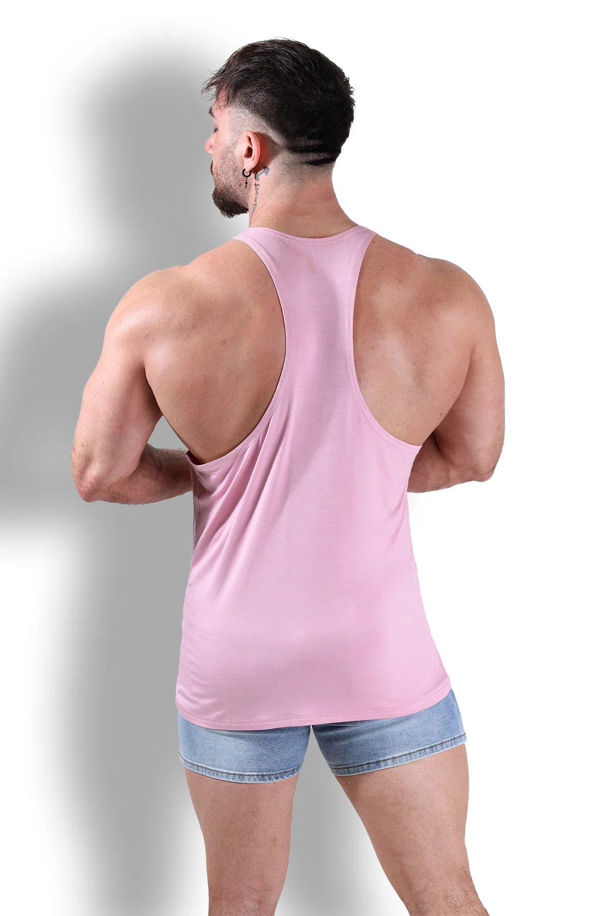 Gym Bae Classic Workout Stringer - Dusty Pink - Image 4