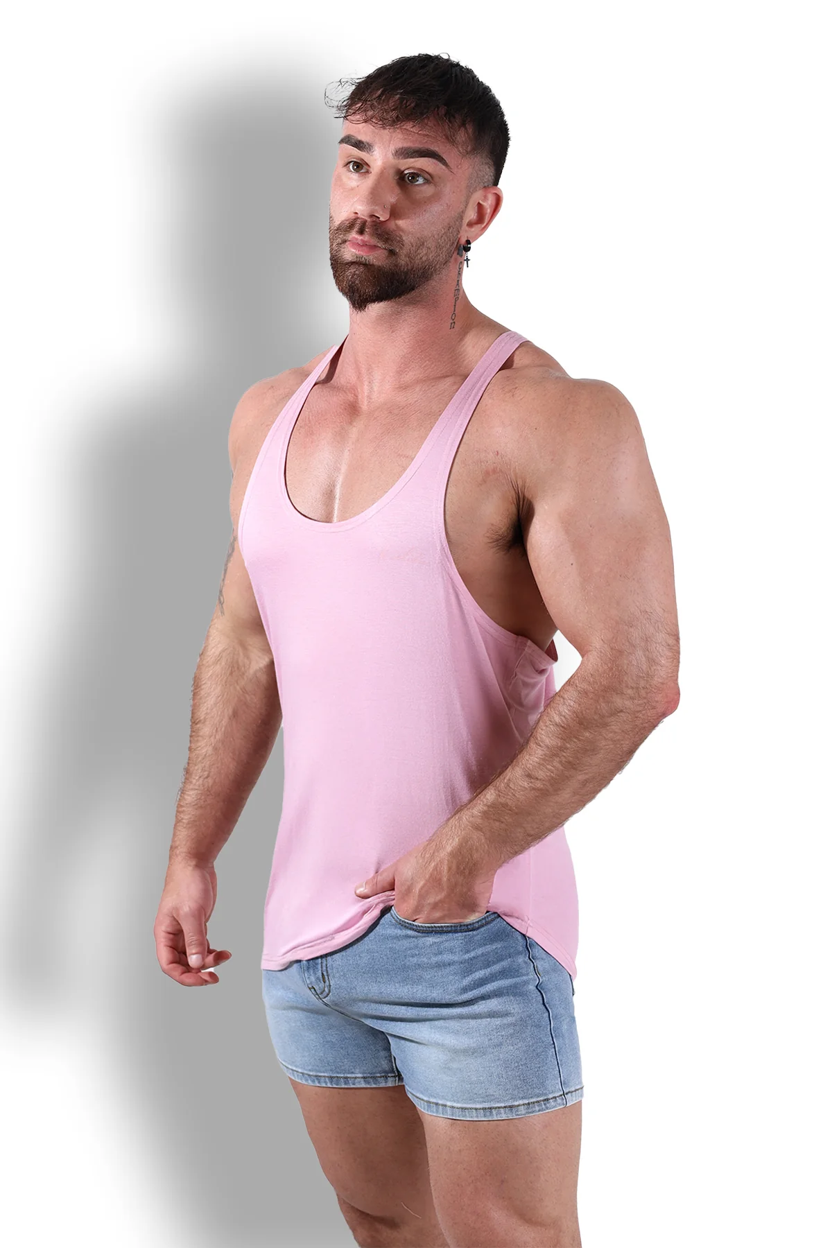 Gym Bae Classic Workout Stringer - Dusty Pink - Image 6