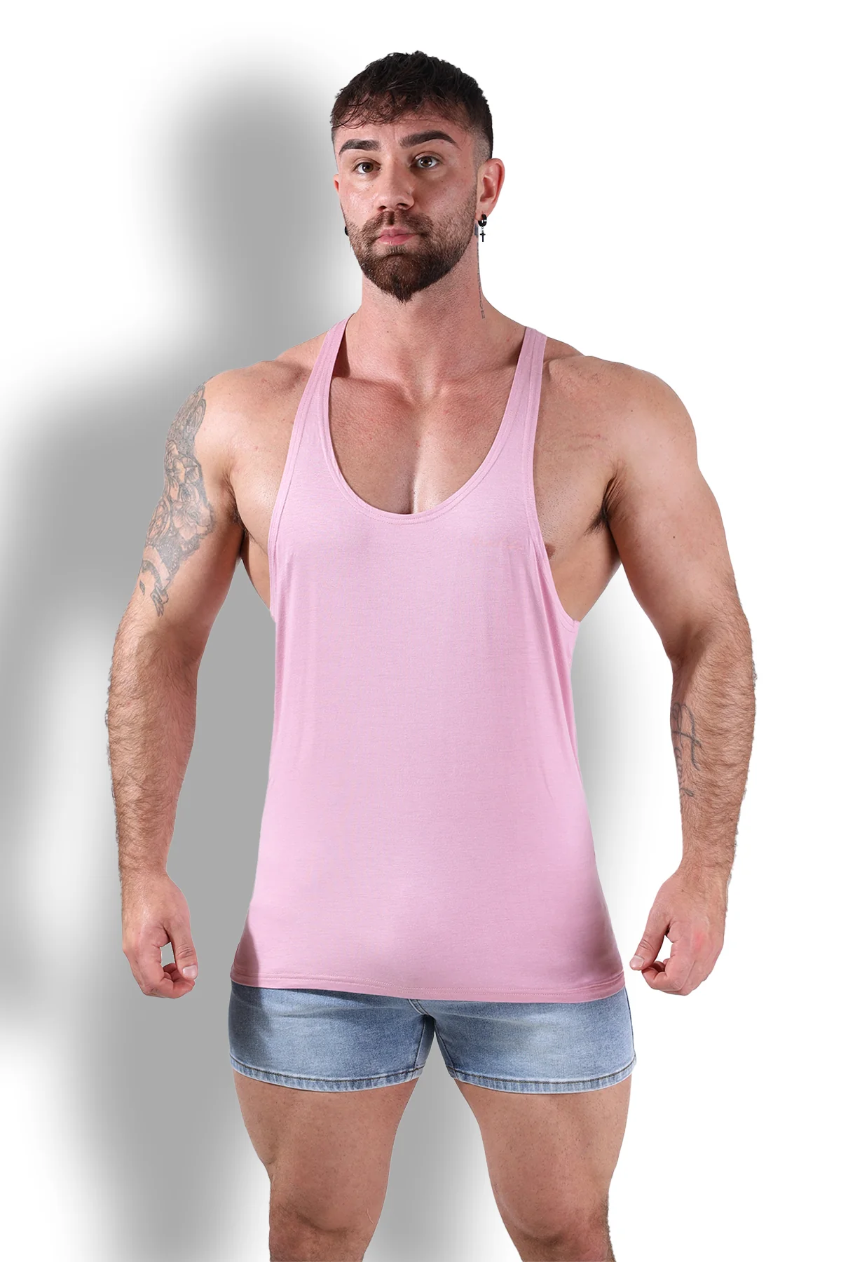 Gym Bae Classic Workout Stringer - Dusty Pink - Image 7