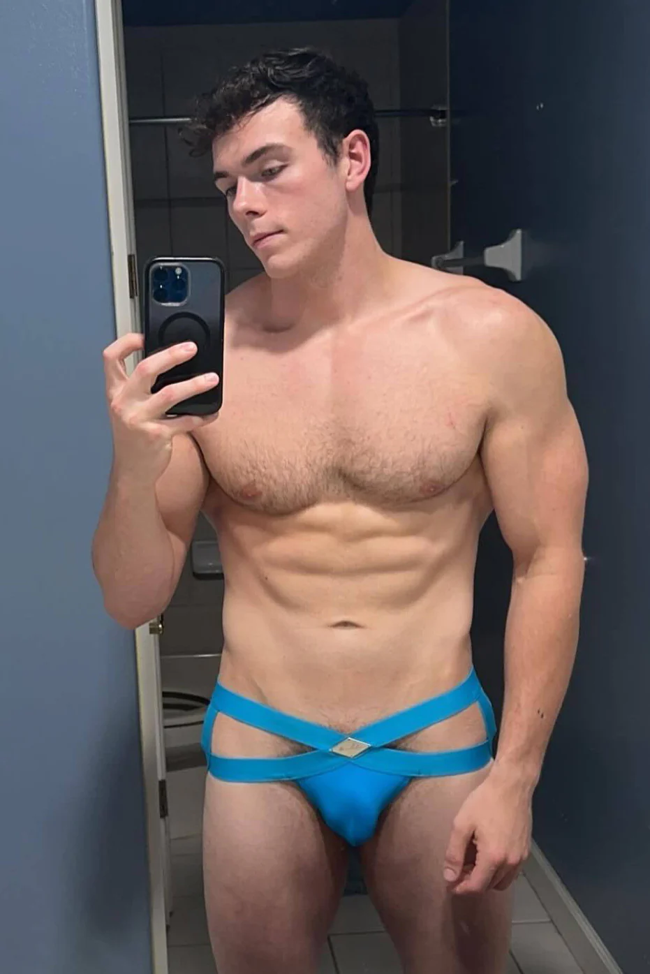 Hustler Cross Jockstrap - Sky Blue - Image 3