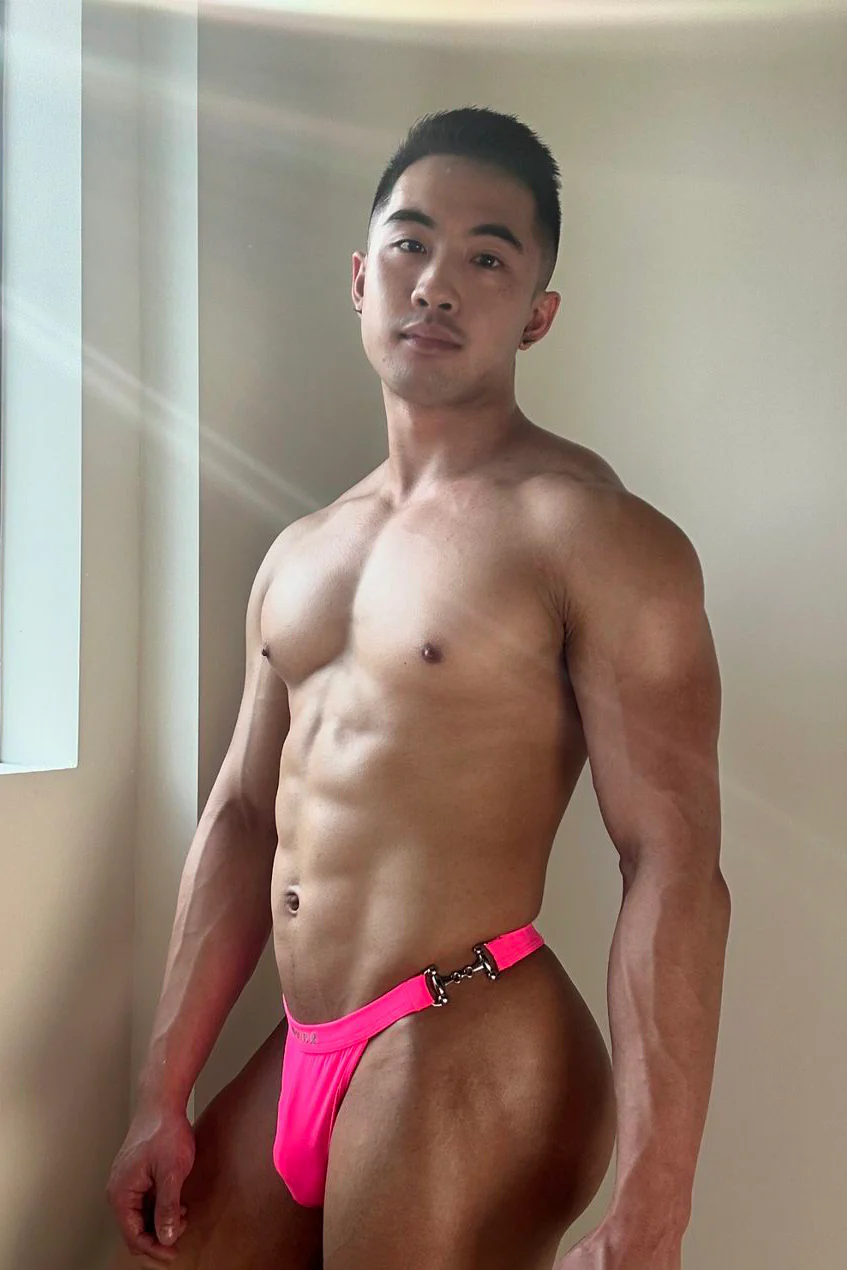Luster Metal Accent G-String Swim Thong - Neon Pink
