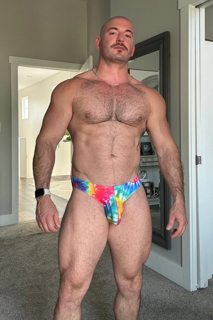 Men's Slimmer Bulge Briefs - Rainbow Tie Dye - Image 2