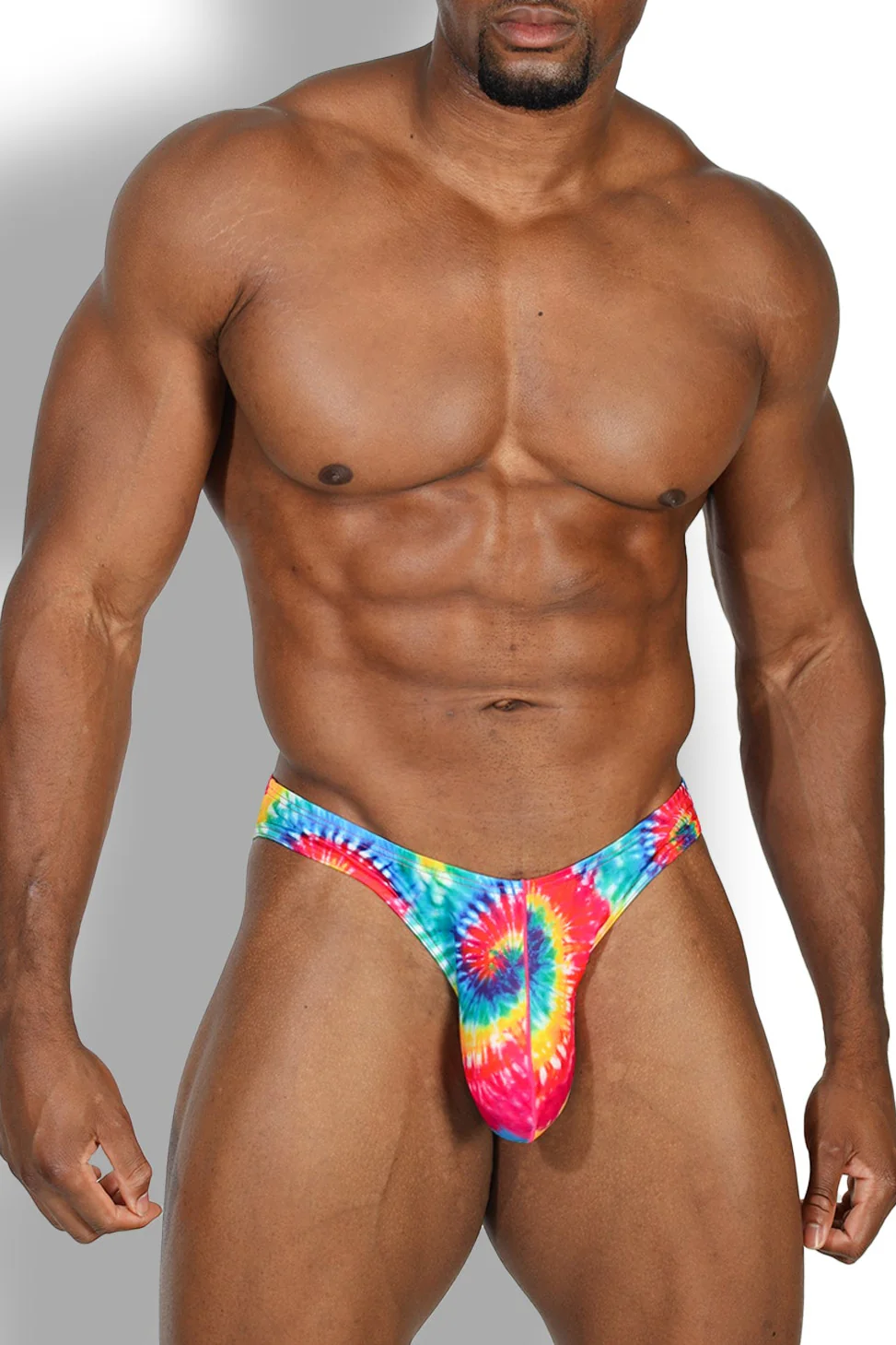 Men's Slimmer Bulge Briefs - Rainbow Tie Dye - Image 3