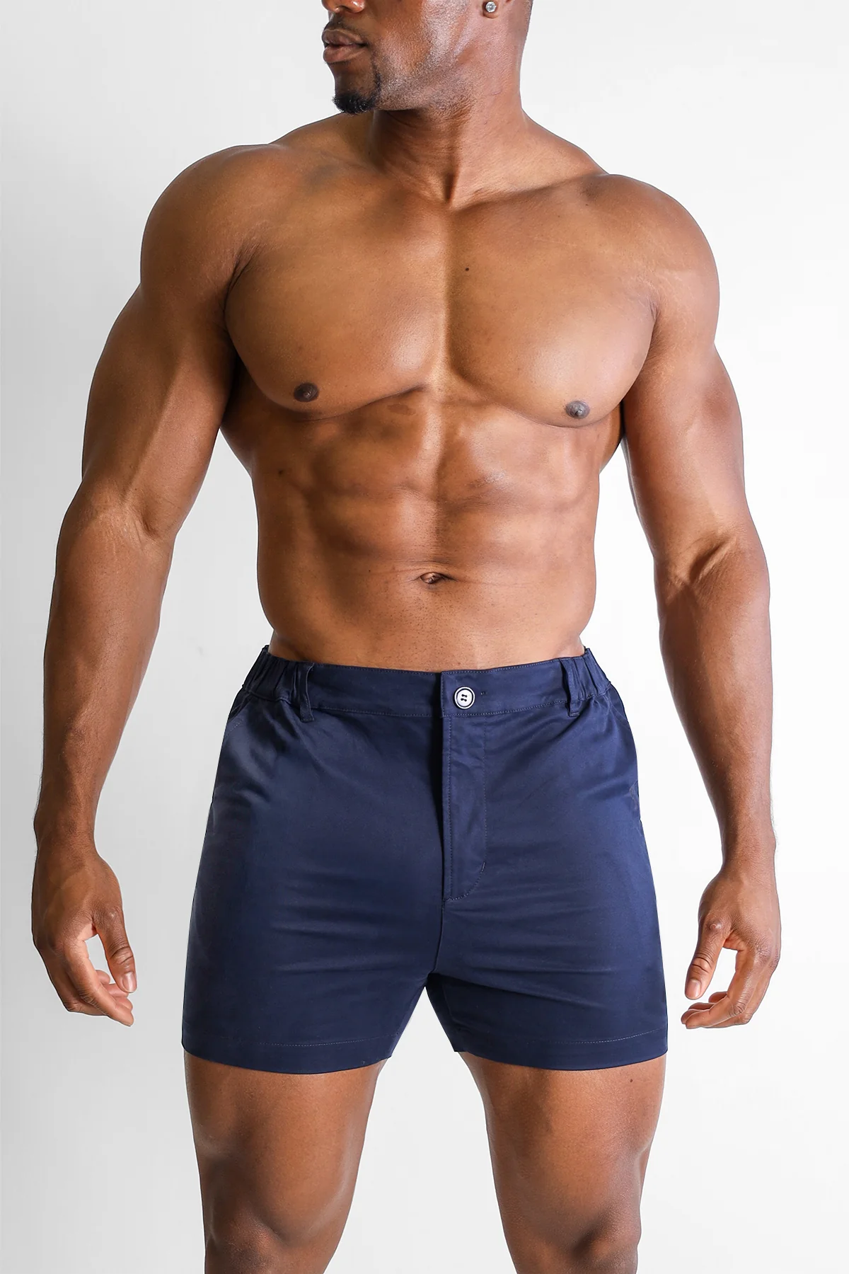 Muscle-fit Men's 4'' Stretchy Chino Shorts - Navy - Image 2