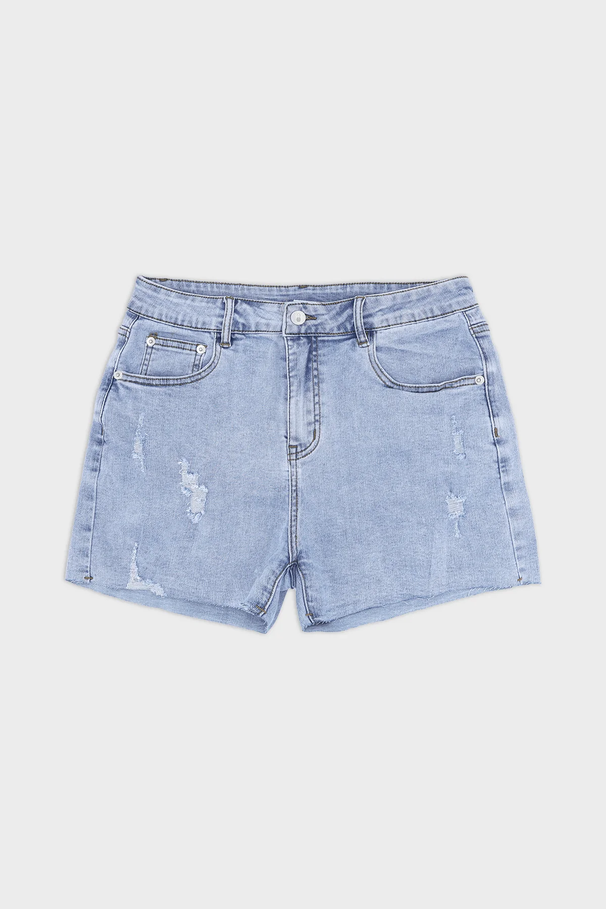 Rockstar Raw Cut 2.5" Denim Short Shorts - Capri Blue - Image 10