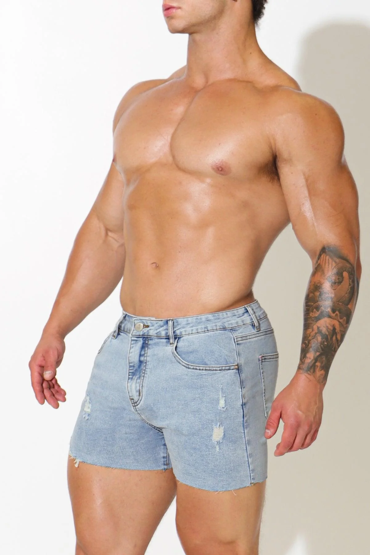 Rockstar Raw Cut 2.5" Denim Short Shorts - Capri Blue - Image 9