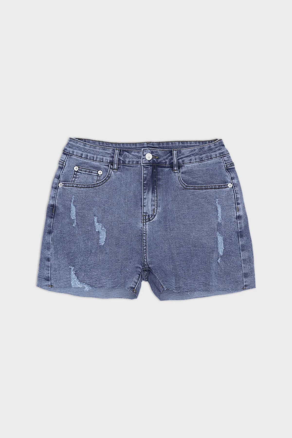 Rockstar Raw Cut 2.5" Denim Short Shorts - Washed Blue - Image 5