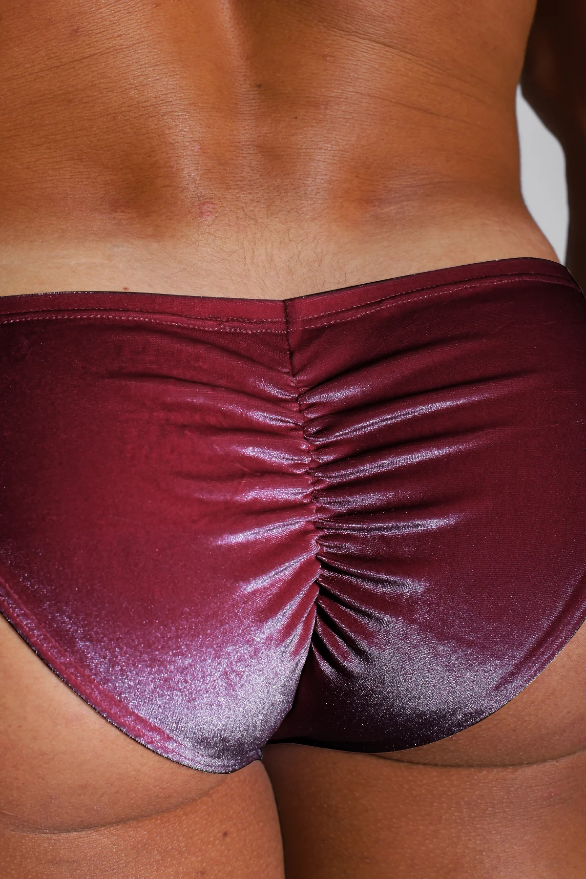 Velvety Scrunch-Butt Bikini Briefs - Maroon - Image 5