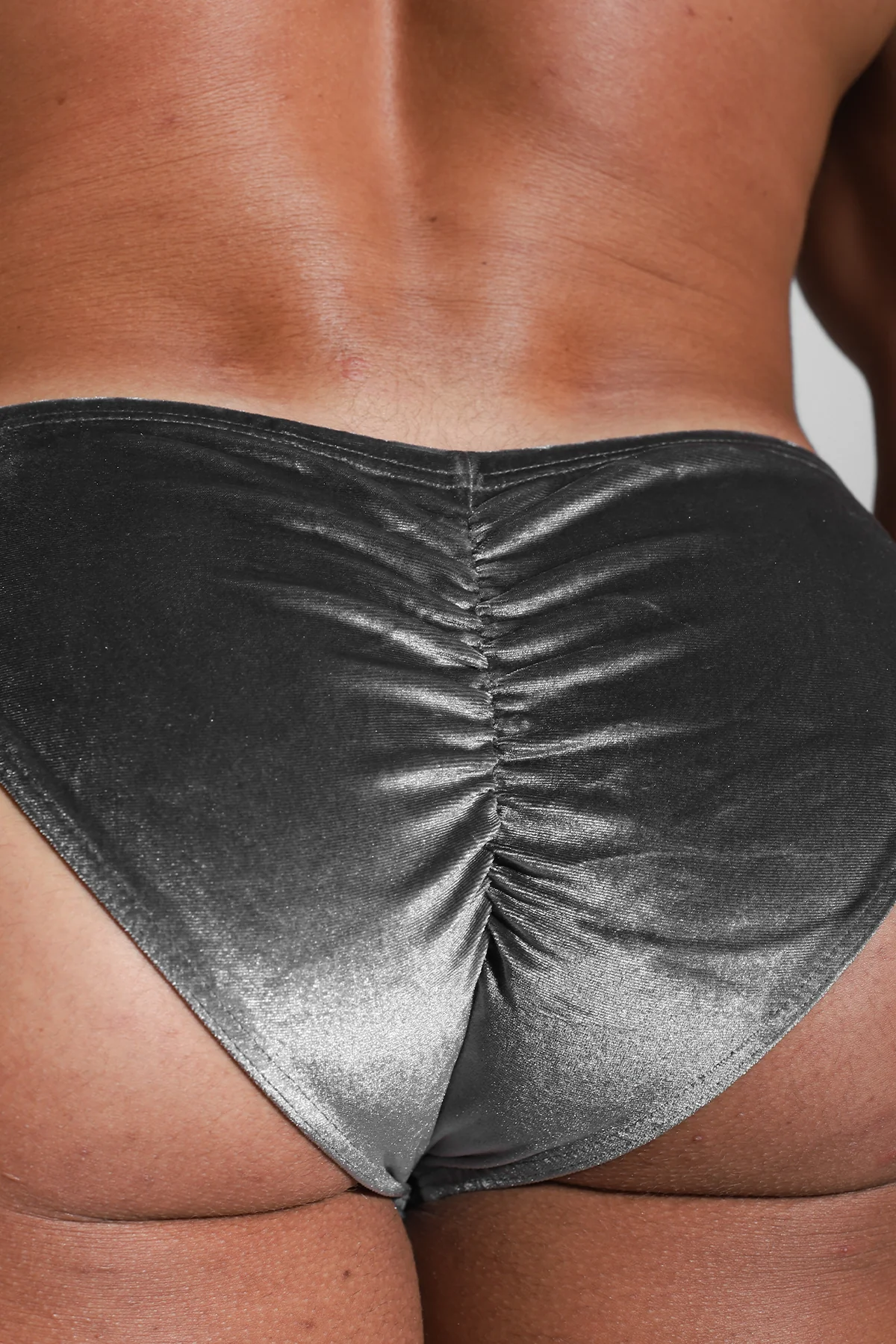 Velvety Scrunch-Butt Bikini Briefs - Fossil Grey - Image 3