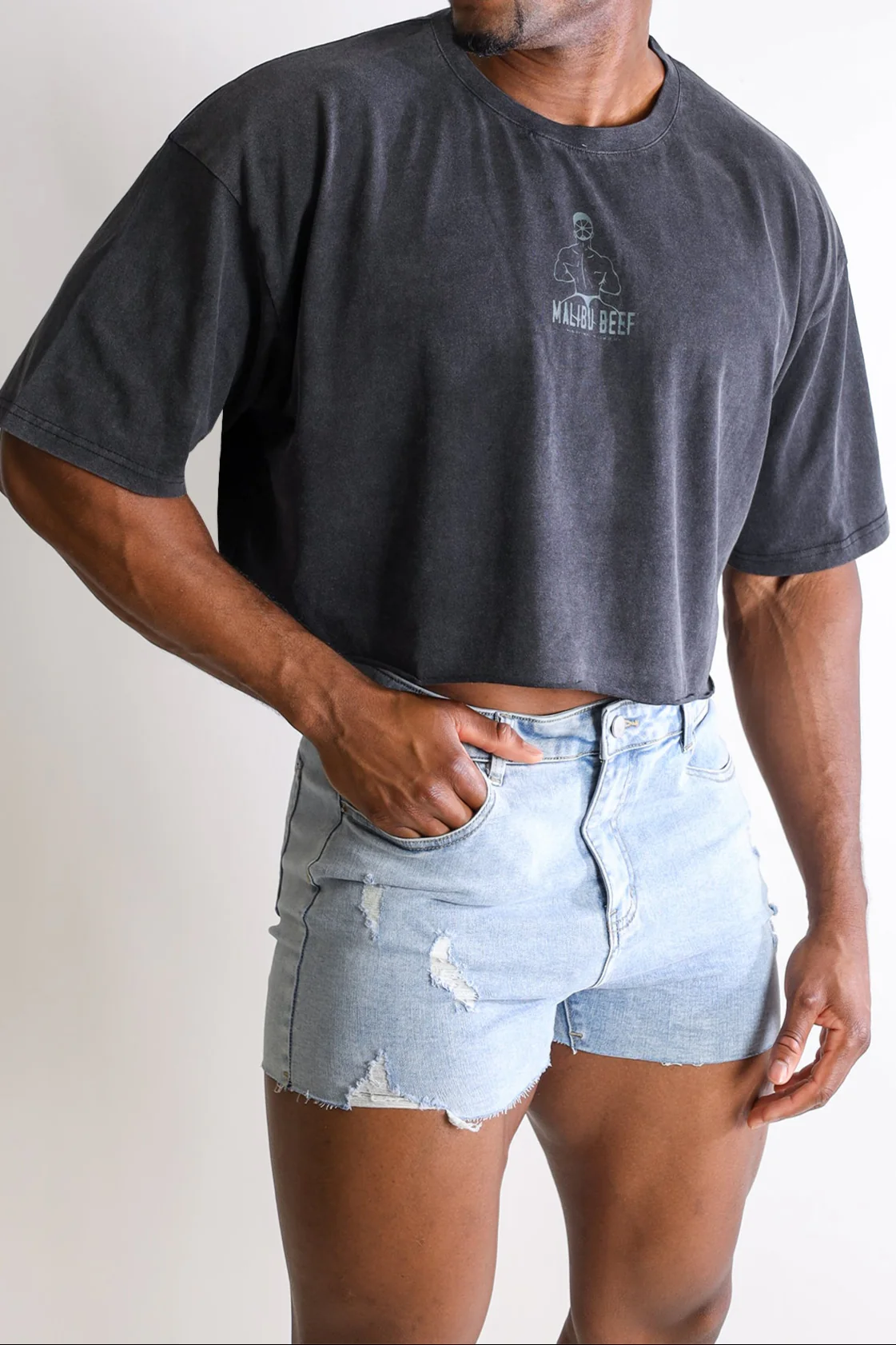 Vintage-Washed Drop-Shoulder Crop Tee - Beefcake - Image 7